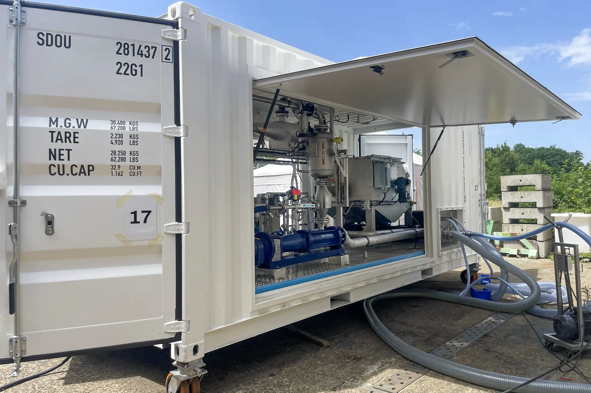 Mobile thickening services with rotary drum thickeners and ancillary equipment